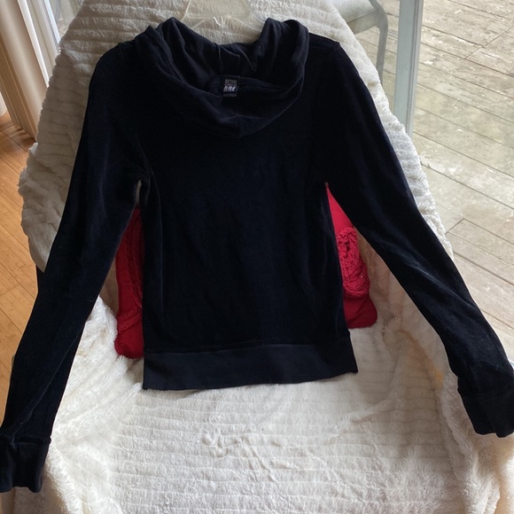 Meeting Full Zip Velour Black Logo Hoodie NeverUsed Made in Italy 🇮🇹 - Picture 3 of 11